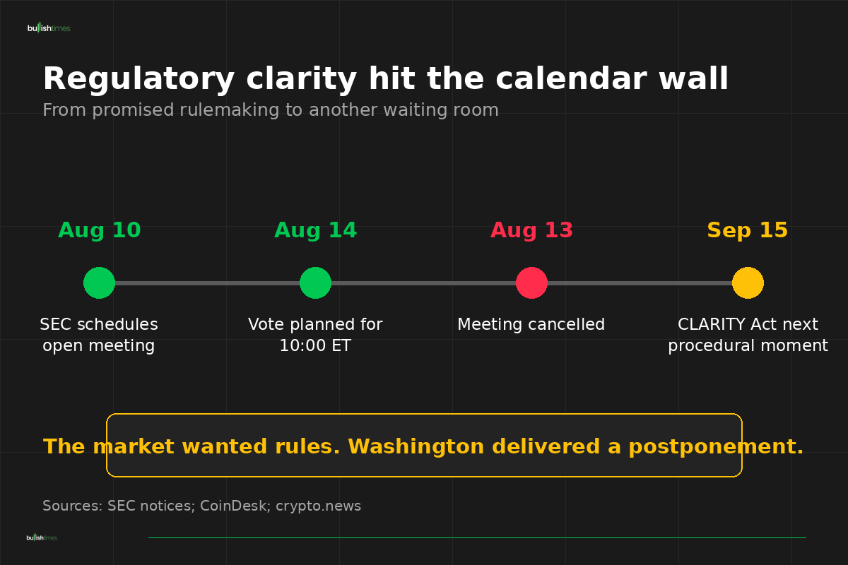 Timeline of SEC Regulation Crypto meeting and cancellation