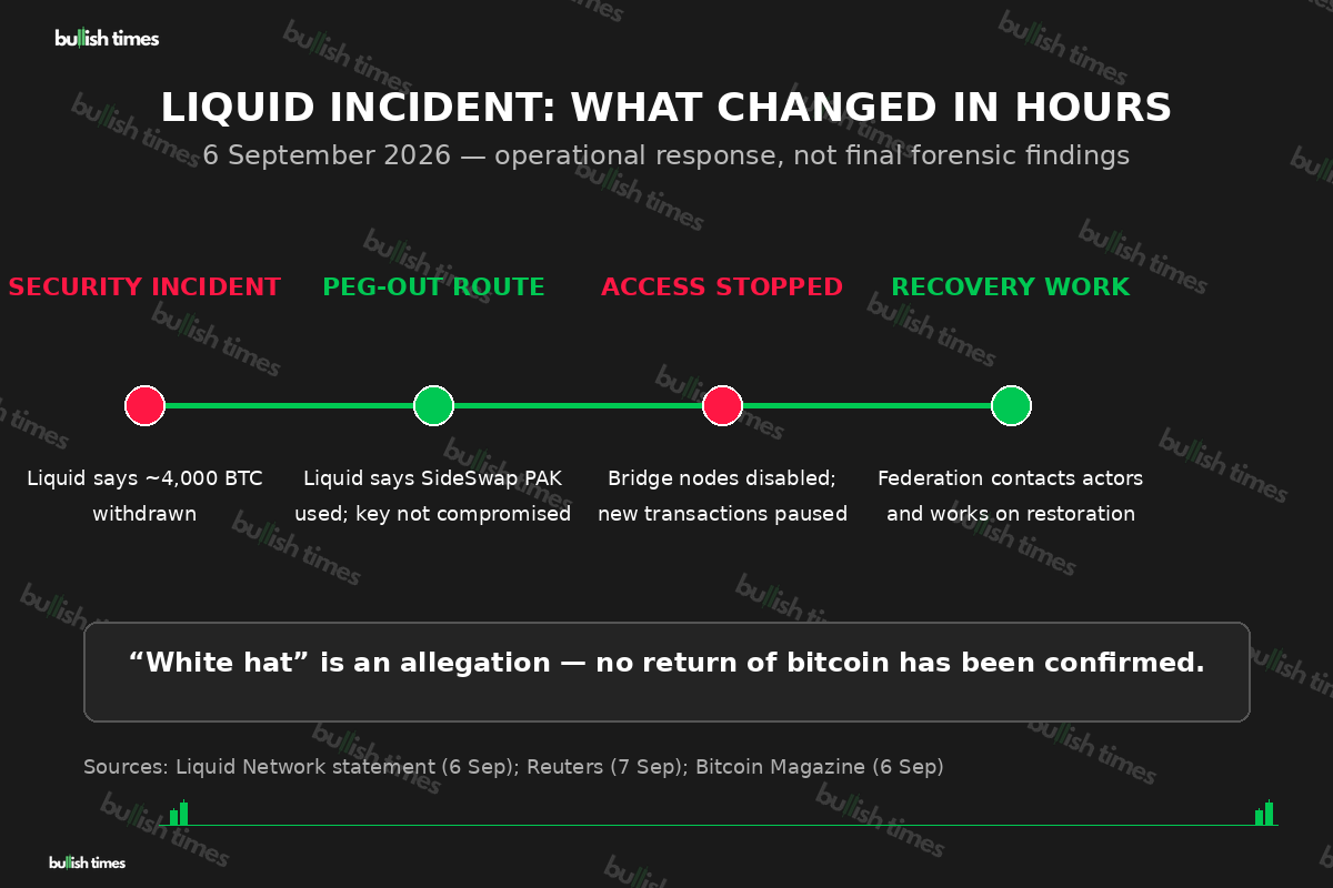 Timeline of the Liquid Network security incident and operational response
